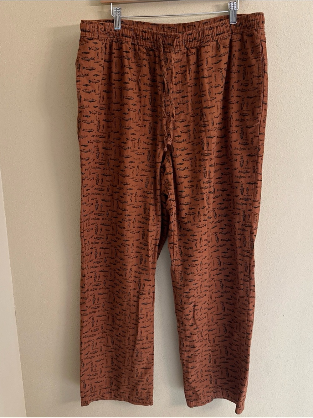 Eddie Bauer Mens XL Pajama Lounge Pants Fish Pattern Fishing Outdoors